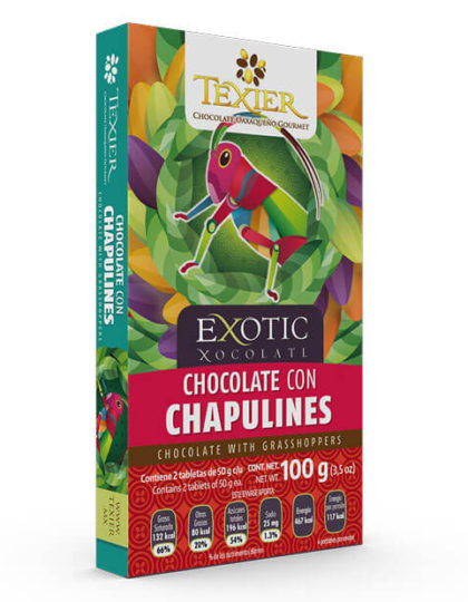 Chocolate de Oaxaca con chapulines Texier de 100 g
