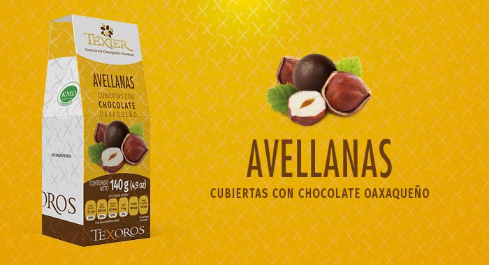 Avellanas cubiertas con delicioso Chocolate Gourmet de Oaxaca Texier