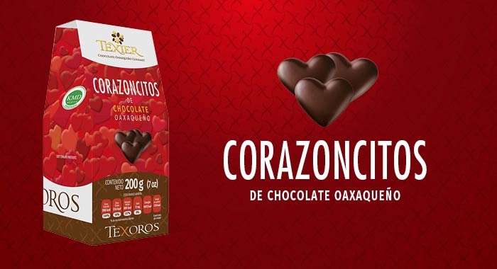 Corazoncitos con delicioso Chocolate Gourmet de Oaxaca Texier